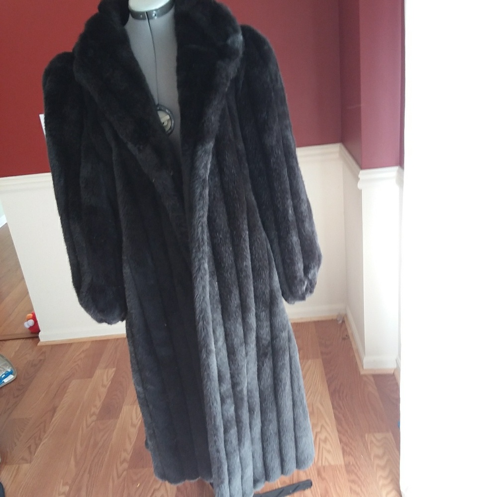 Faux fur trench coat